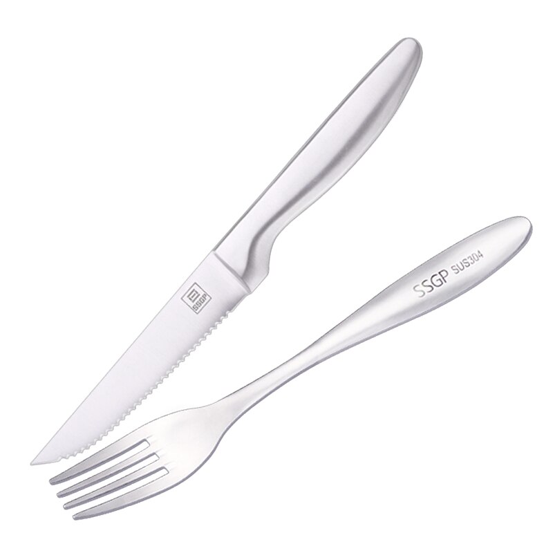 Biff kniv sett  av 3 rustfritt stål vestlig stil middag kniver servise kuttet biff kniv gaffel skjeer bestikk sett: Sett  av 2