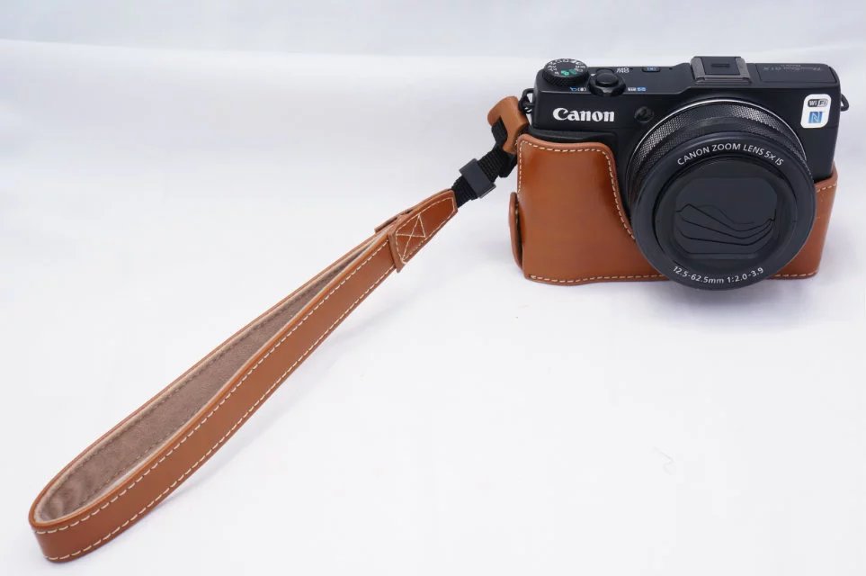 Bag Case PU Grip for Canon PowerShot G1X Mark II G1XII Digital Camera: Brown with Strap