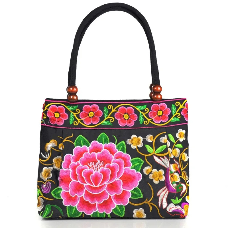 Original Ethnic Style Canvas Embroidered Women's Bag Handheld Small Bag Embroidery Handbags for Women: Beige