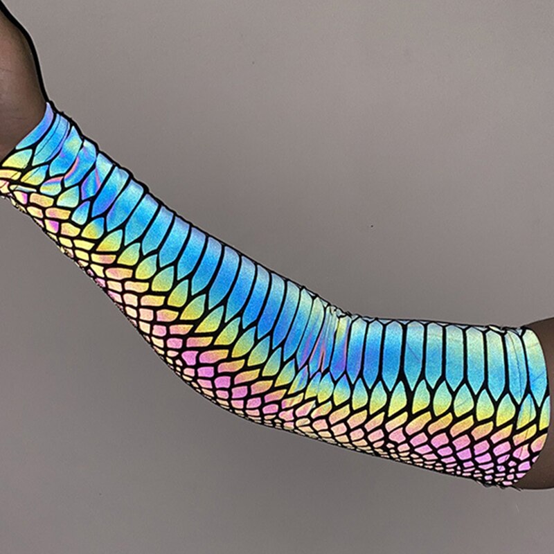 Sports Men Colorful Reflective Sleeves Techwear Sunscreen Cycling Basketball Arm Warmers Breathable Reflect Light Oversleeve