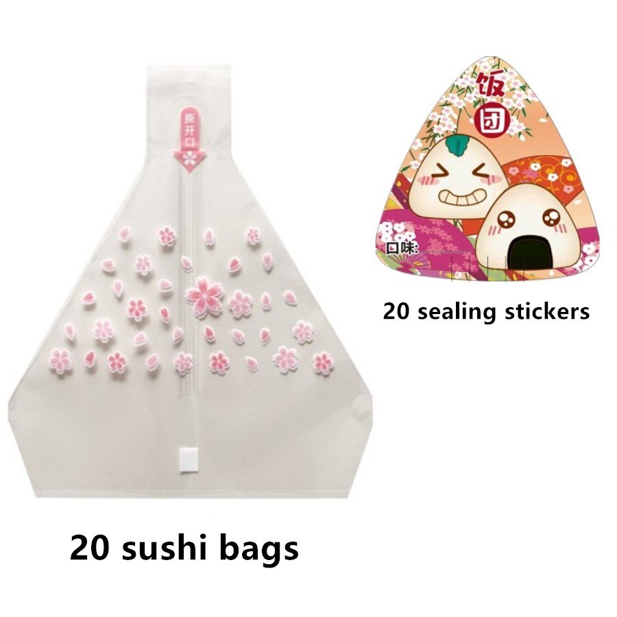Moderigtig sushi taske ris kugle pakke taske anti-dug taske let rive sushi pakke taske 20 stk send klistermærker forskellige farver: Pink 20 sæt