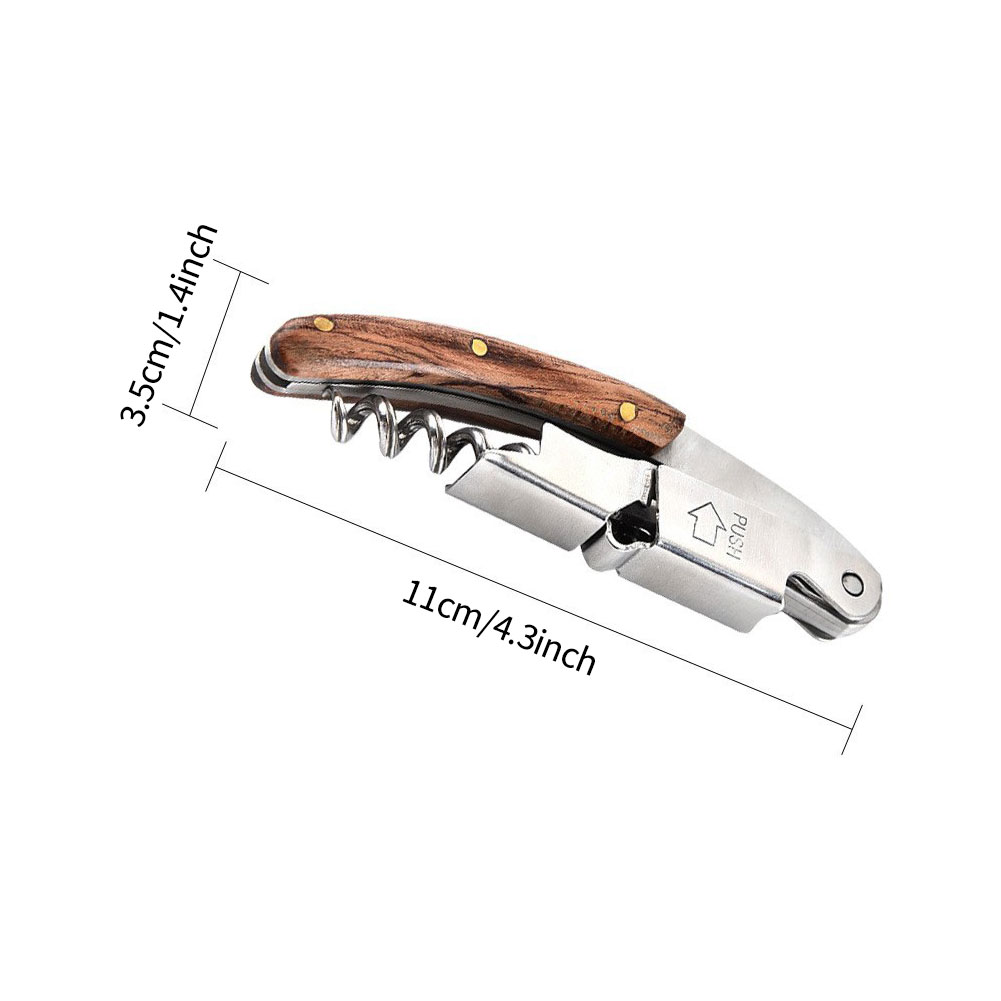 Wijnopener van roestvrij staal, kelnerskurkentrekker, leren etui, bierflesopener en foliesnijder voor wijnliefhebbers