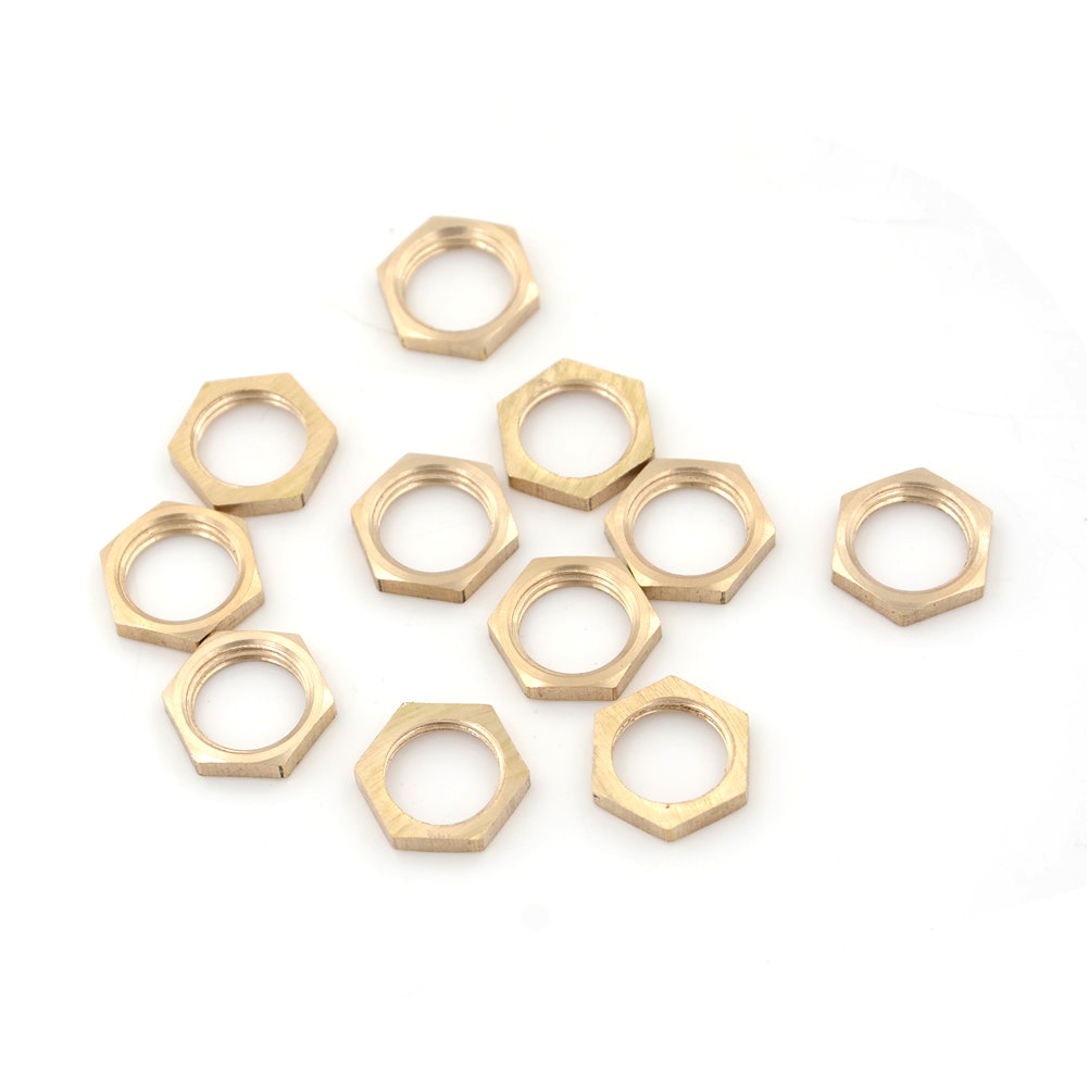 10Pcs/lot Brass Hex Lock Nuts Pipe Fitting 1/4" BSP Female Thread