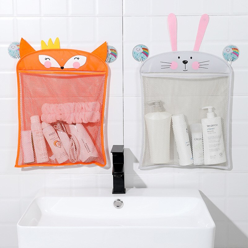 Søde væghængende opbevaringspose mesh netto opbevaring hængende kurv baby shower legetøjsholder badeværelse shampoo arrangør container