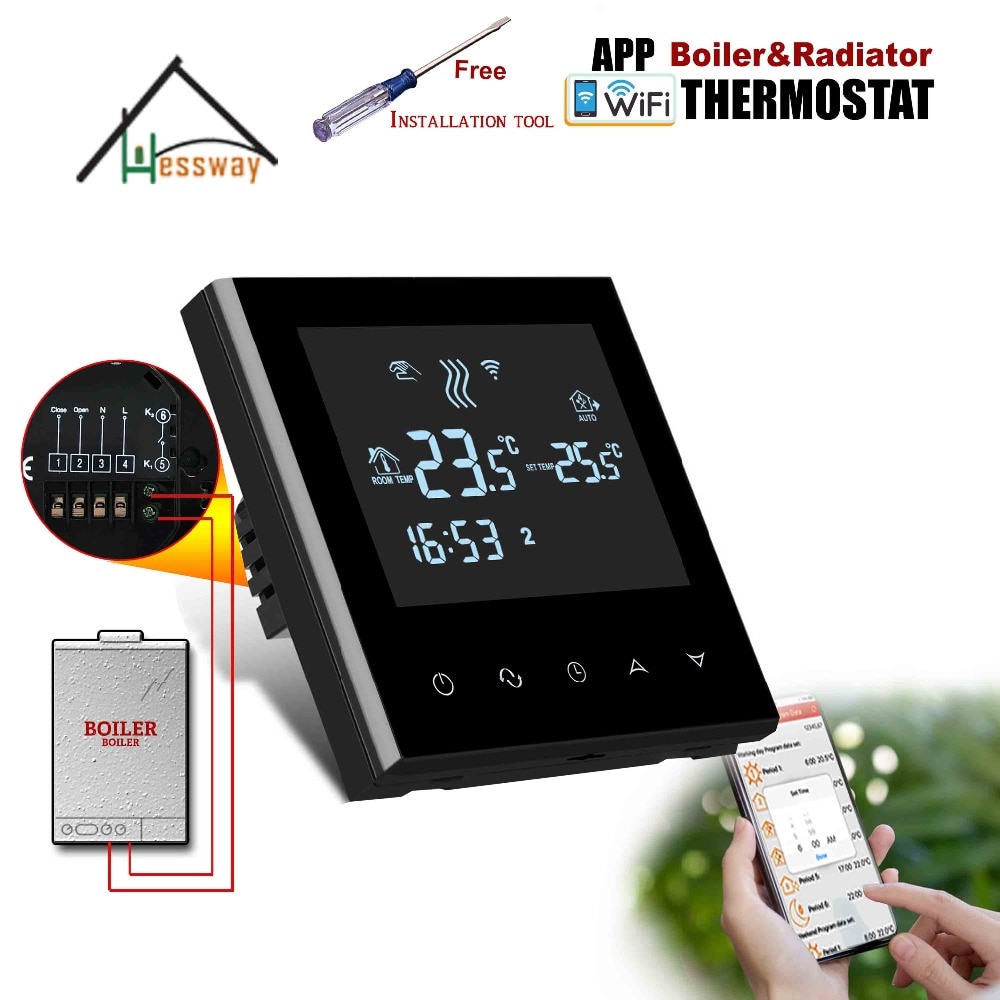 EU radiator thermostat WIFI boiler dry contac Linkage Controller for Underfloor Warm System