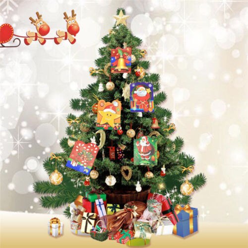 10pcs set Random Hang On Christmas Tree Best Wish Greeting Small Card