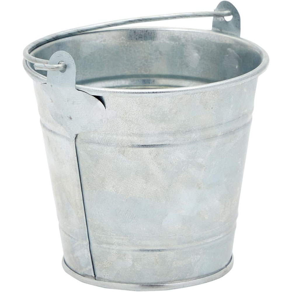 Paquete de 6 cubos pequeños de metal galvanizado con asas, mini cubos de estaño para recuerdos de , suculentas, decoración rústica del hogar