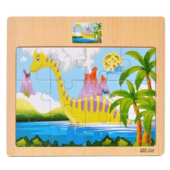 Kids Wooden Puzzles 12 Slice Cartoon Animals Traffic Jigsaw For Children Montessori Toys Educational Learning Game MG150: MG150-014