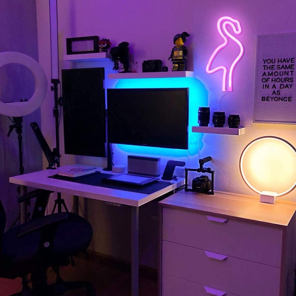 Batteri og usb betjent led neon lamper flamingo formet neon lys til jul fødselsdag fest stue dekoration