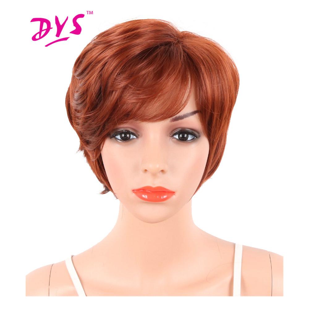 Deyngs corte Pixie corto sintético pelucas con flequillo para las mujeres negras pelo recto Natural Perucas resistente al calor peluca con pelo: Default Title