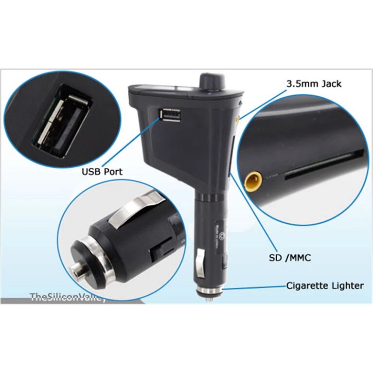 Car Kit MP3 Player Wireless FM Transmitter Modulator USB SD MMC Slot Blue LCD Display with Remote Wireless In Car FM Transmitter