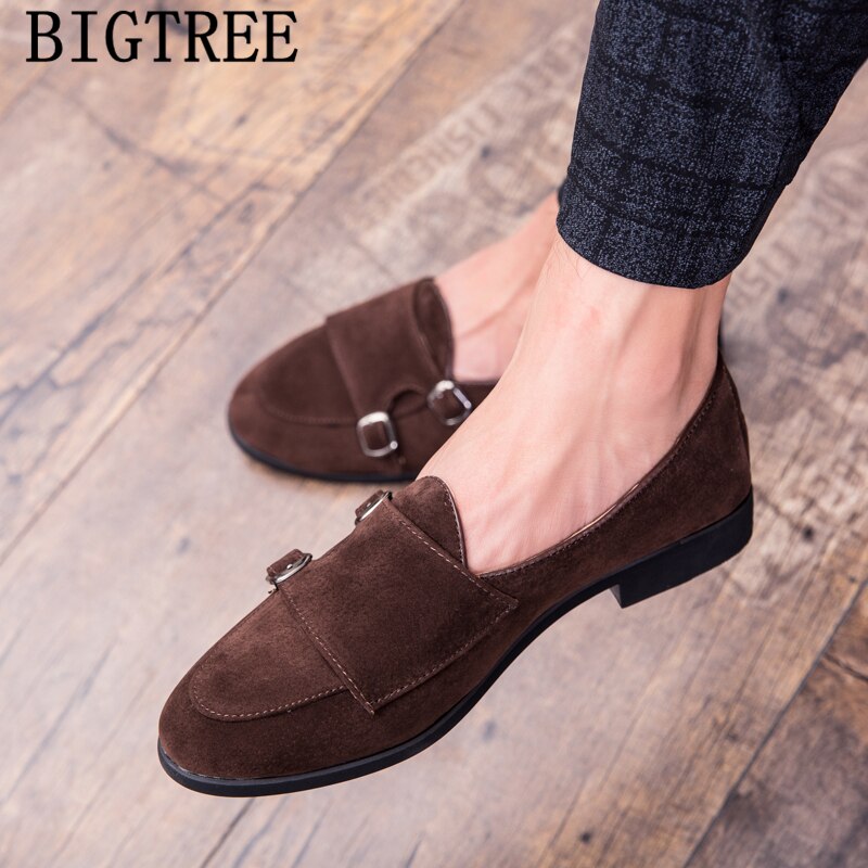 Zapatos con Correa de doble monje para hombre, mocasines de vestir formales, a la , Zapatos italianos de lujo, color marrón: Marrón / 9.5