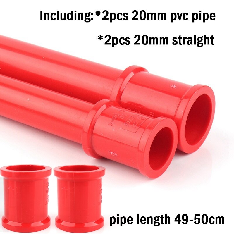 50cm Long Outer Dia 20~50mm Home Garden Irrigation System UPVC Tube Aquarium Tank Fittings Water Supply Connectors Red PVC Pipes: 2set 20mm