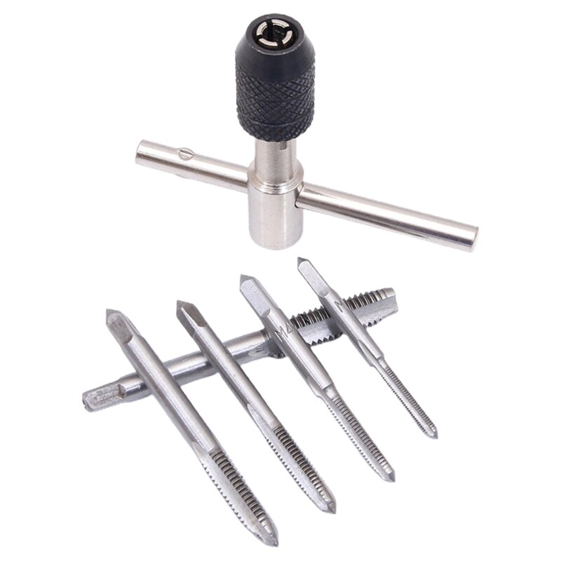 6 Pcs Tap Drill Wrench Tapping Threading Tool T-shaped Tap Wrench for Hand Tapping Operation 3mm-8mm for DIY