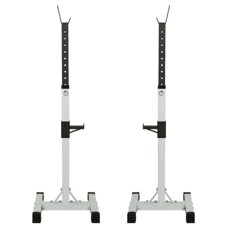 Adjustable Height 105-160cm Multifunctional Barbell Squat Rack Split All Black Fitness Equipment Sturdy Maximum Load 150 Kg HWC: Blcak White