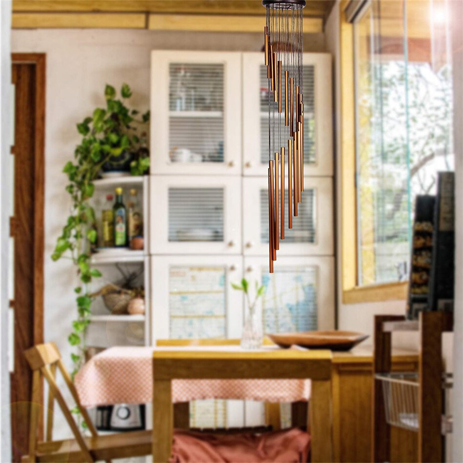 VOGVIGO 18 Tubes Wind Chime Bells Hanging Living Bed Lucky Pendant Solid Wood Home Decoration Crafts Garden Deocr