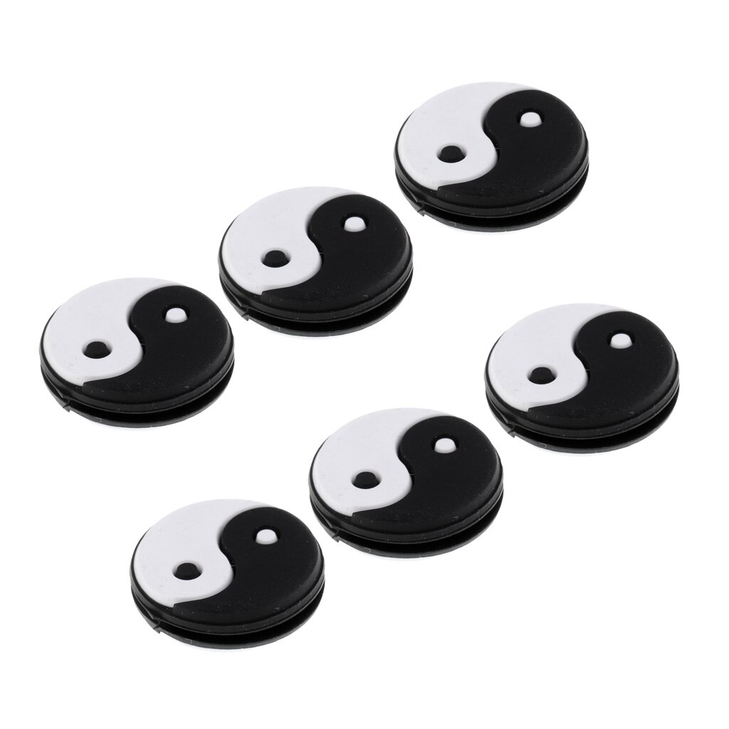 6 sztuk Yin Yang rakieta tenisowa tłumik drgań amortyzatory zestaw prezent dla akcesoriów do golfa: Black White