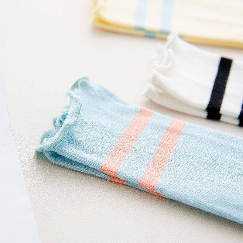 New Stripe Baby Socks Spring Summer Newborn Baby Girl Boy Socks Soft Cotton Kids Infant Toddler Knee High Long Socks Sokken