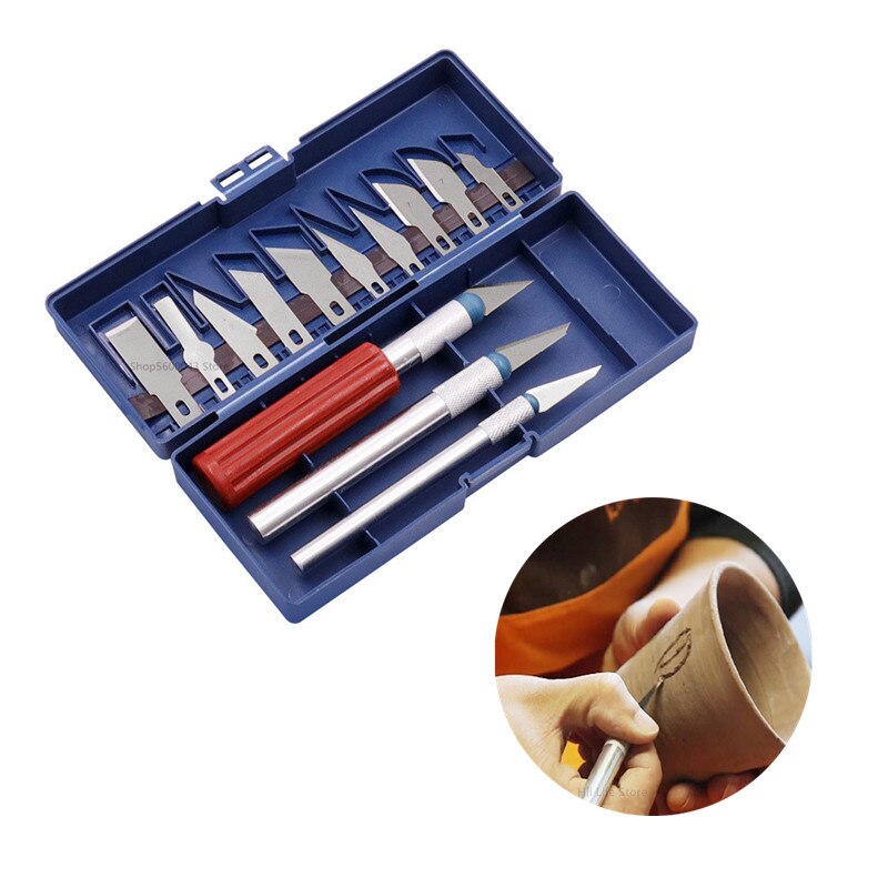 Pottery Carving Knife Set Can Be Exchanged Knife Head Finely Carved Pottery Clay DIY Ceramic Making Repair Blank Sculpture Tool