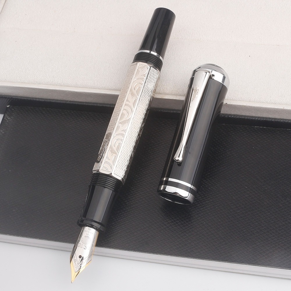 MB Rollerball Ballpoint Writer Marcel Proust Classique Style Carving Fountain Pens Writing Ink: WHITE / Multi-Colored