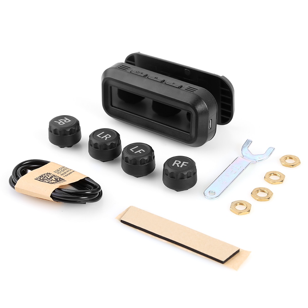 AN-02 Car TPMS Adjustable Angle Auto Tire Pressure Monitoring Tyre Temperature Alarm Warning System with 4 Sensors