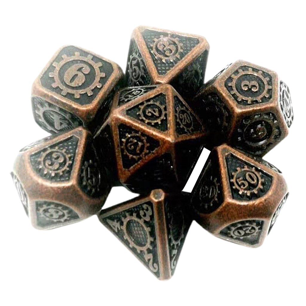 7 stuks/pak meerzijdige zinklegering dobbelstenen voor dragon scales d&d rpg bordspellen: 03