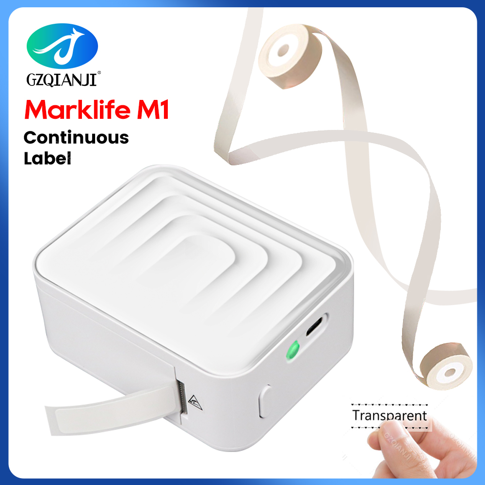Thermische Label Printer Marklife M1 & Doorlopend Kleur Label Papier (15Mm X 4M), Compatibel Voor P11/P12/P15/P50/Q30/D30 Label Maker