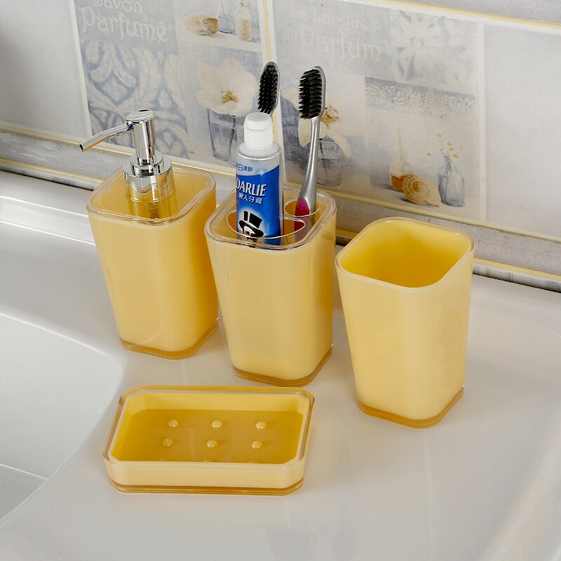 Bathroom Accessories 4Pcs/Set Bathroom Gadgets Soap Dispenser Cup Soap Dish Toothbrush Holder