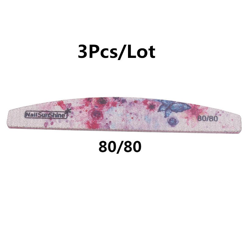 3 stuks nagelvijl met bloemenprint, nagelbufferblok, kleurrijk limoengroen, 80/100/150/180/240/320 afwasbare vijltjes, manicuretool: 01