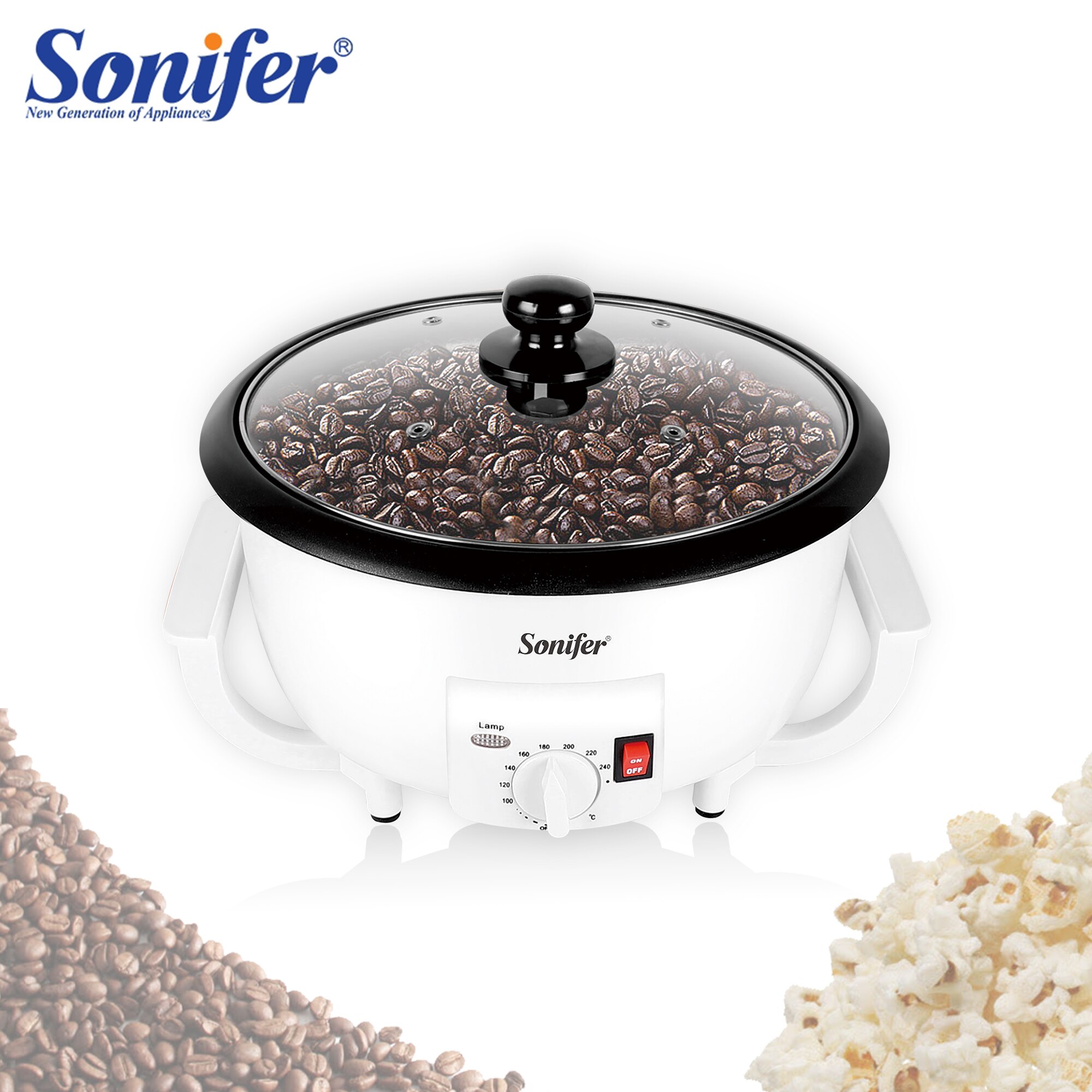 Sonifer-tostador de café eléctrico, máquina tostadora de granos de cacahuete, secador de cocción, estufa de secado de granos de café, 220V