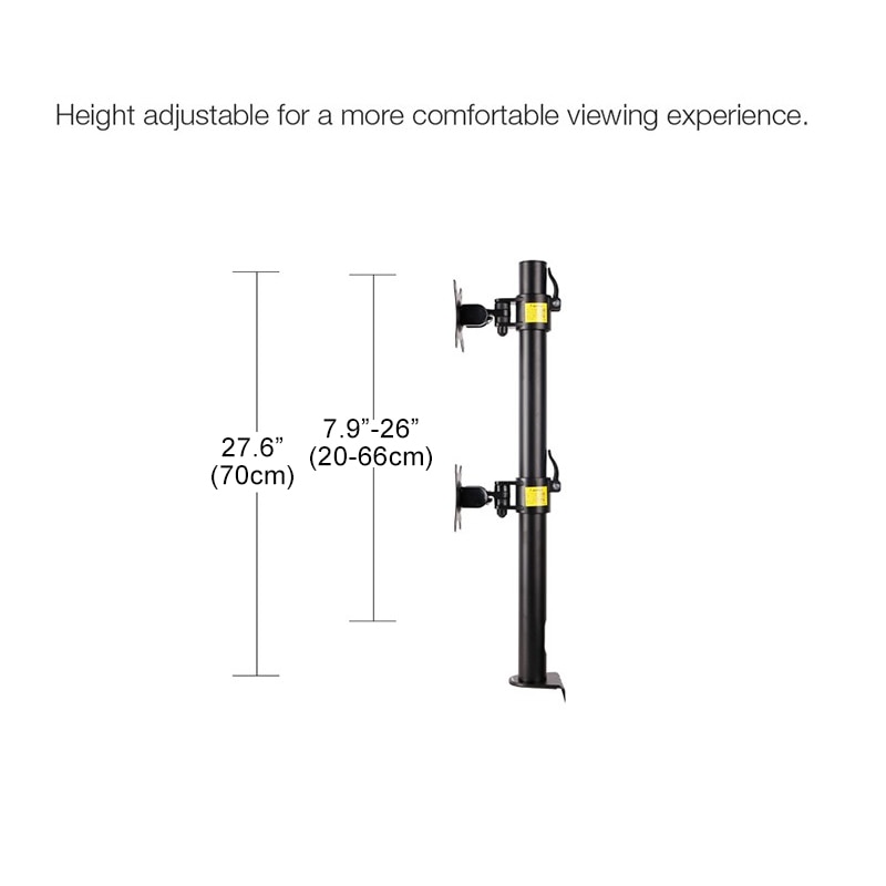 Stationær dobbelt computerskærm monteret stativ lodret array til to skærme beslag arm passer til 10 " -30 ", maks. belastning 10kg pr. arm