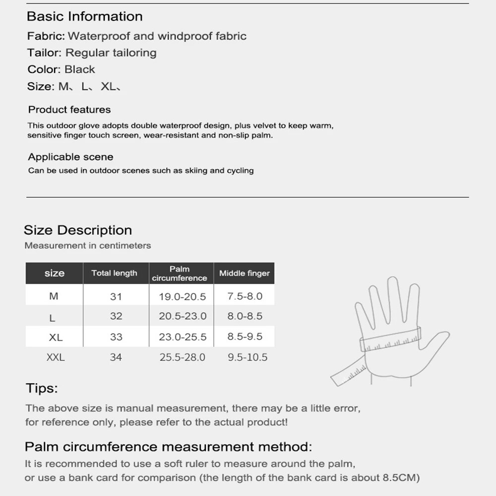 Mannen Ski Handschoenen Snowboard Handschoenen Sneeuwscooter Motorrijden Winter Handschoenen Winddicht Waterdicht Unisex Sneeuw Handschoenen