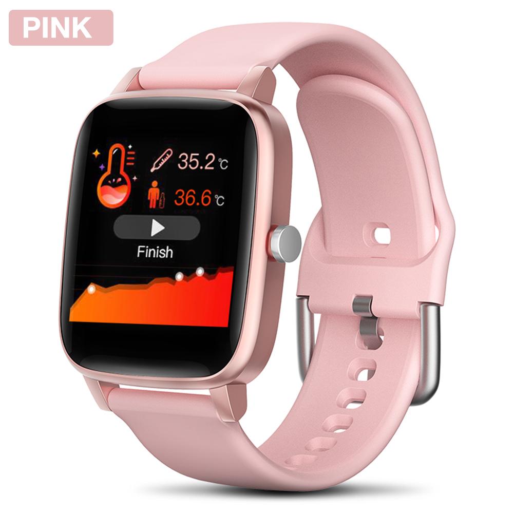 T98 Smart Bracelet Fitness Tracker Smart Watch Heart Rate Body Temperature Monitor Step Calorie Counter IP67 Waterproof: Pink