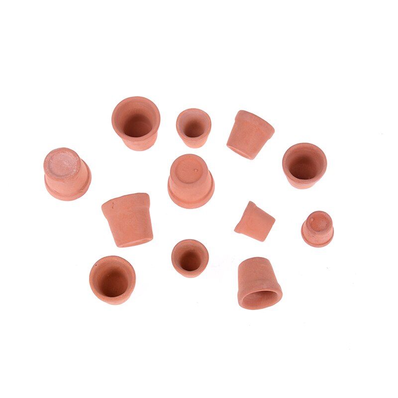 12pcs/lot Red Clay Flowerpot Simulation Garden Flower Pot Model Toy For 1/12 Dollhouse Miniature Doll Houses Accessories