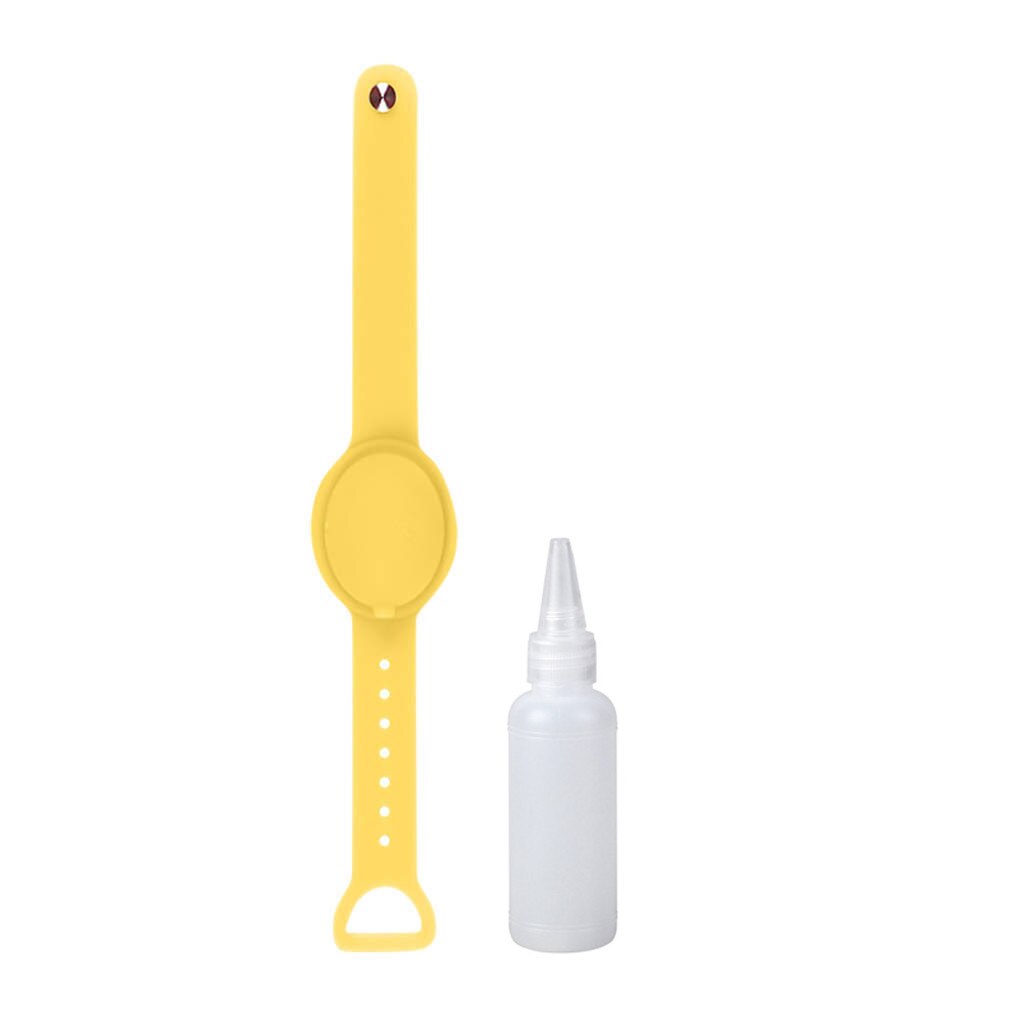 1/3Pcs Hand Sanitizer Dispensing Silicone Pumps Disinfectant Portable Bracelet Wristband Hand Dispenser 10ML With Break Bottle: 1PC Yellow