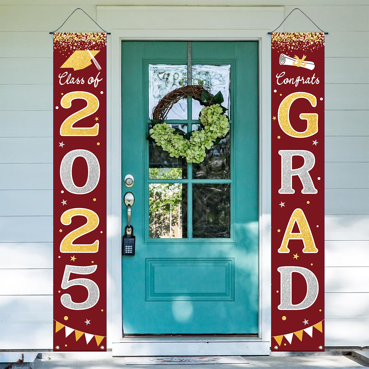 1pair Graduation Porch Sign Banner Large Congrats Grad Party Supplies Class of Decor Door Banner For Graduation Party