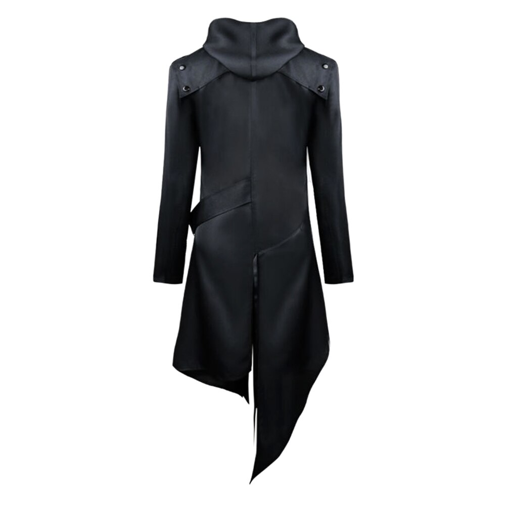 Mannen Halloween Gothic Lange Mouw Capuchon Pure Kleur Halloween Cosplay Vintage Kostuum Мужская Куртка