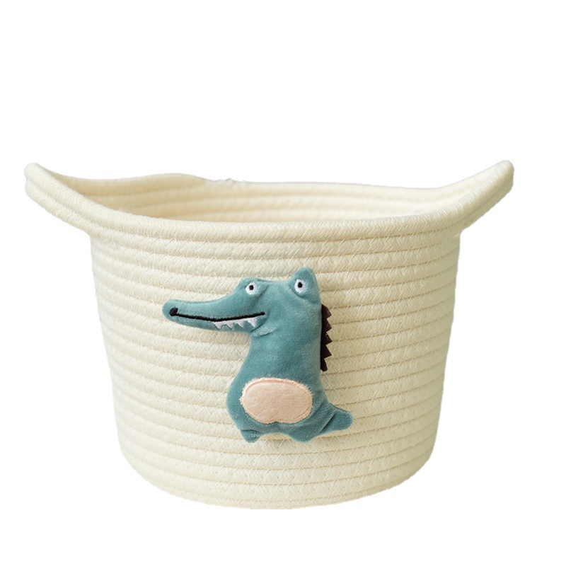 Krokodil Opslag Mand, Katoenen Touw Opslag Mand Opbergdoos Weven, Geweven Bloem Mand Katoenen Draad