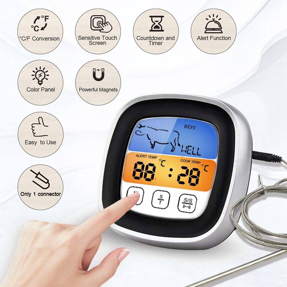 Digital Oven Thermometer Meat Timer Baking Temperature Meter Stainless Steel Gauge Digital Kitchen Baking Tools