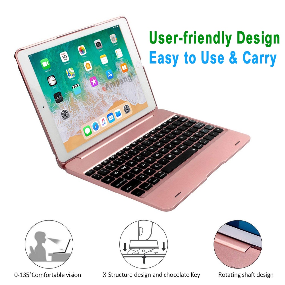 Smart flip cover til apple ipad 9.7 6 6th generation tastatur cover  a1893 a1954 trådløst bluetooth-kompatibelt tastatur cover