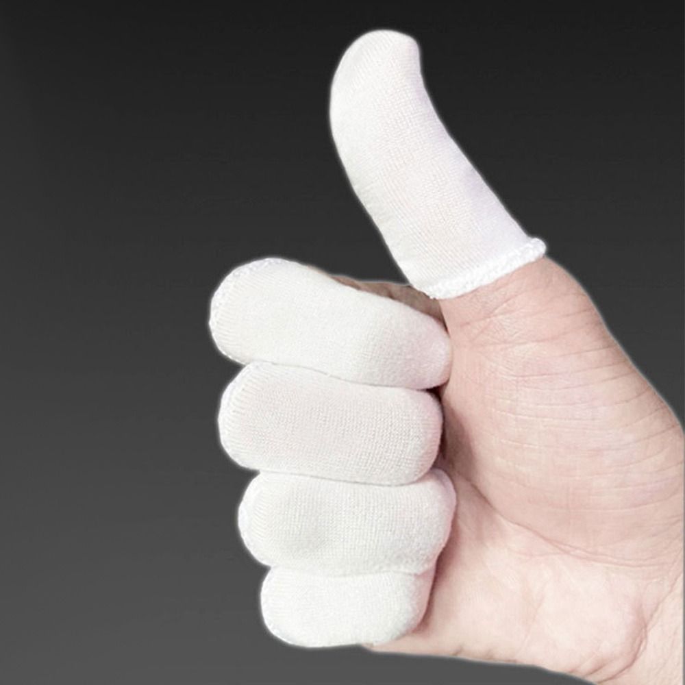 100 Stuks Wegwerp Witte Katoenen Vingerbedden Zweetabsorptie Vingers Beschermende Handschoenen Antislip Slijtvaste Vingerbeschermers