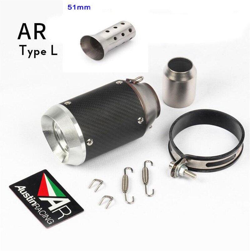 Tubo de escape de fibra de carbono para motocicleta, 51mm/60mm, Austin Racing tubo, escape de moto, pegatina AR: 50 mm JJ