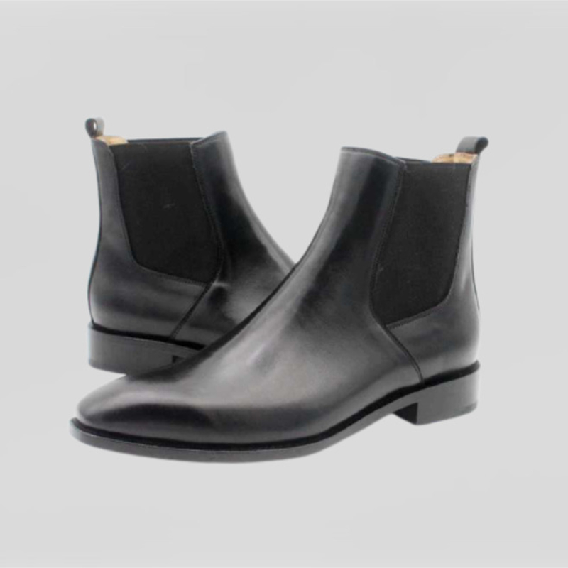 Botines Chelsea de piel sintética para hombre, a la Botines altos, cómodos, color negro, KD294: 48