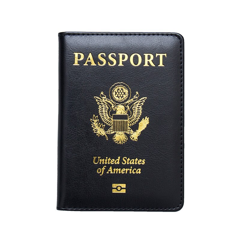 USA Paspoort Cover Roze Vrouwen Schattige Amerika Embleem Reizen Paspoorthouder SIM Meisjes Zachte PU Leer Paspoort Case: black