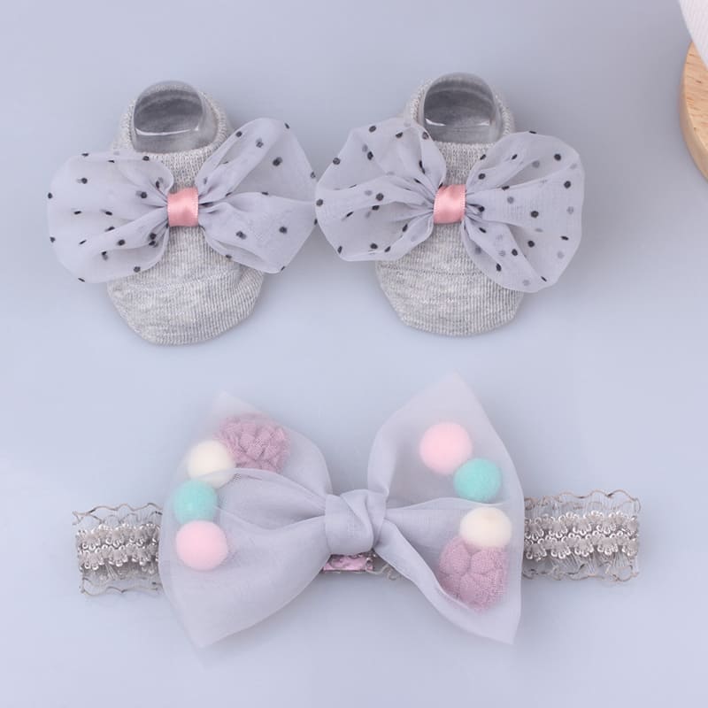 Søte blondere blomst baby pannebånd sokker sett nyfødt baby jente hårbånd turban buer perle jenter hårbånd baby hår tilbehør