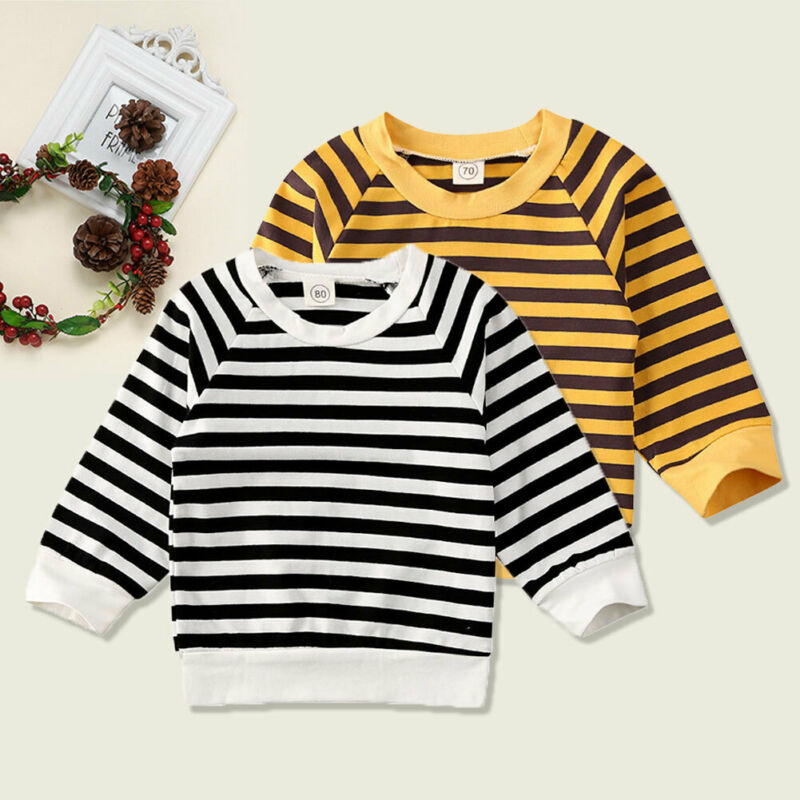 Toddler Baby Girl Tops Boys Clothes Long Sleeve Striped Top T-shirt Outfit Kid Autumn Winter baby shirt 6M-4Y