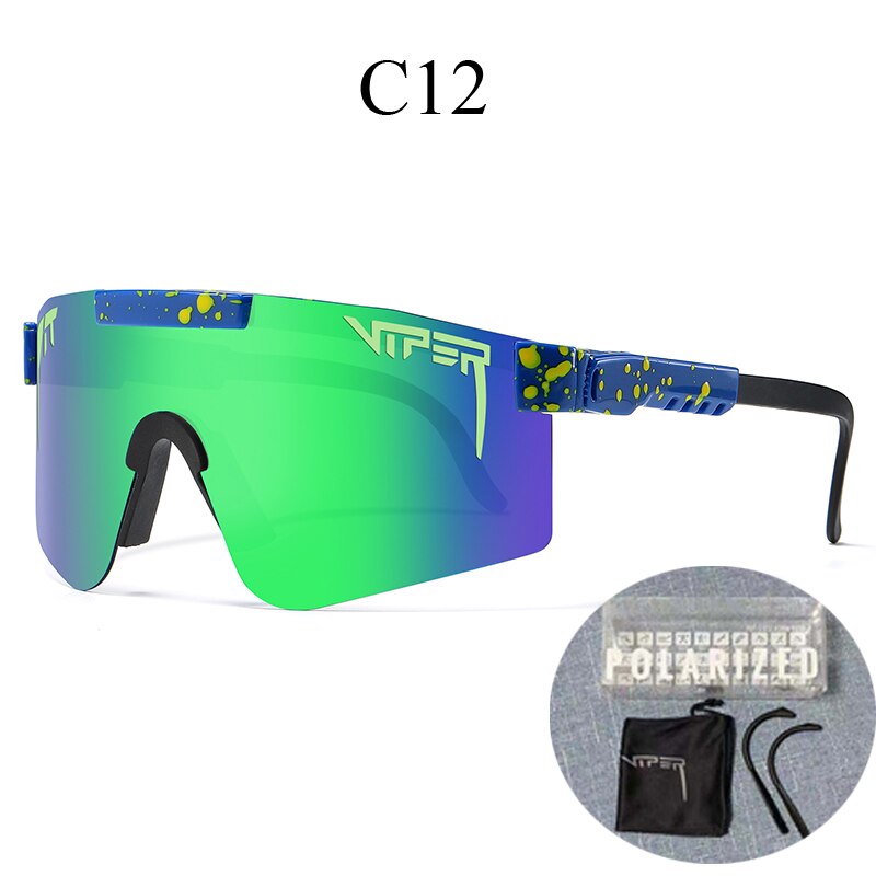 PIT VIPER-gafas de sol polarizadas para ciclismo, lentes de sol para bicicleta de montaña, con funda, UV400: C12
