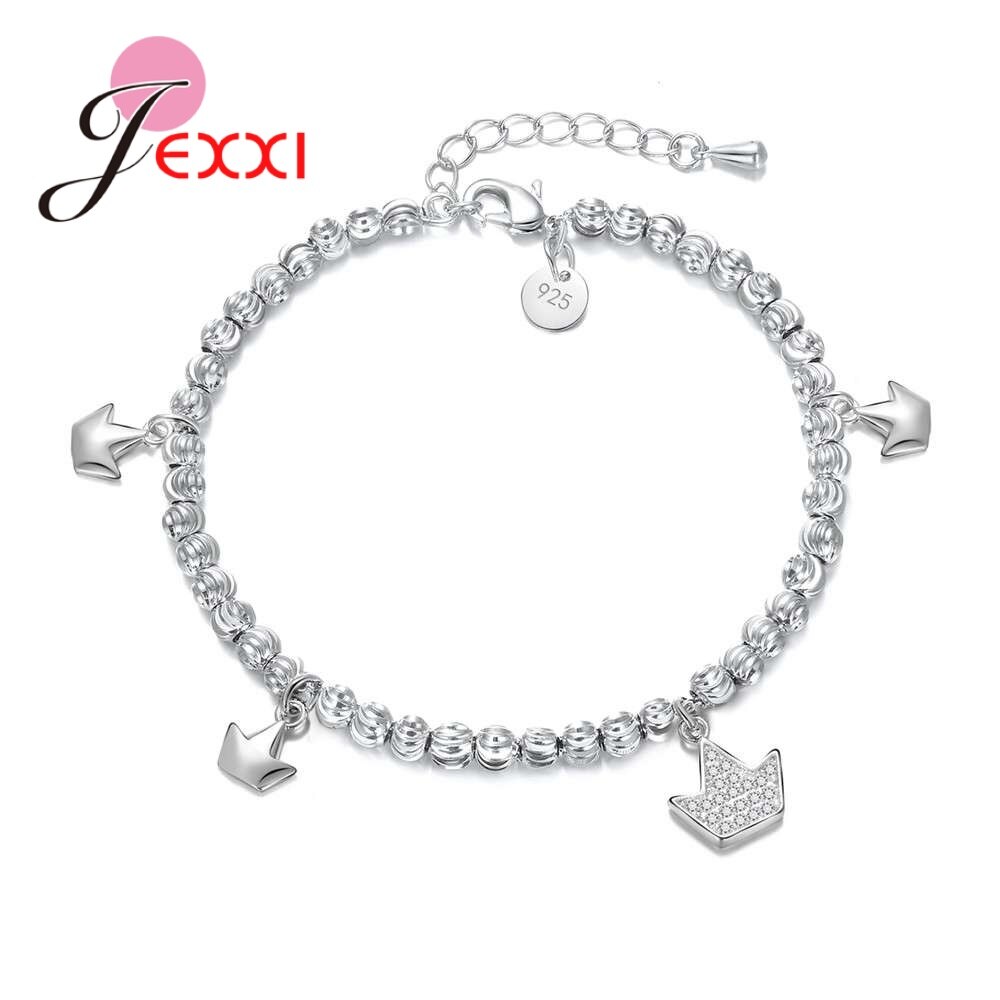 925 sterling zilveren kralenarmbanden, eenvoudig verstelbaar, pulseras mujer sieraden voor vrouwen, beste vriend 16 stijl: Kroon