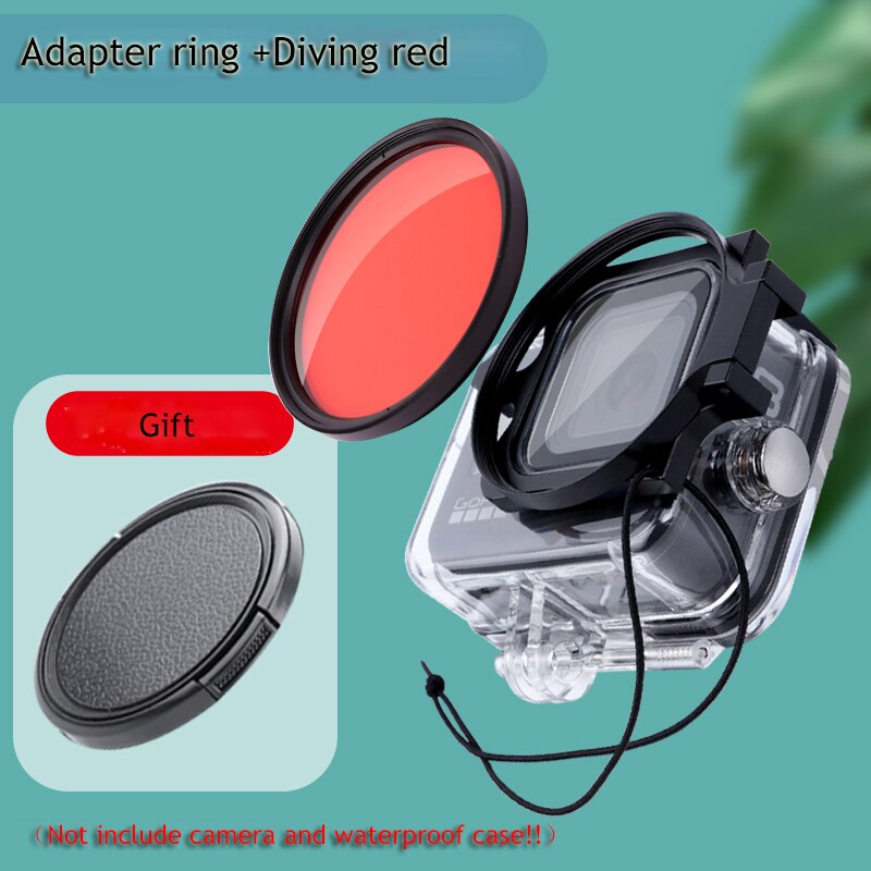 16X Macro Filter for Gopro 10/9/8 Black Original Waterproof Case Diving Red Purple Filter +Adapter Ring+Lens Cap for Gopro 10/9: A