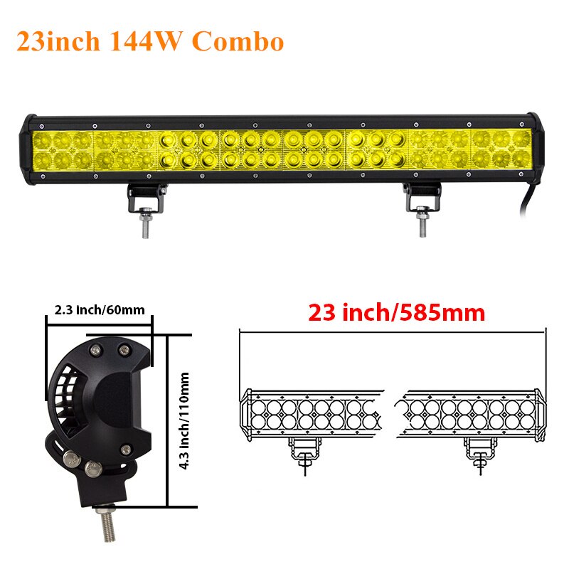 Skyworld amarelo conduziu a barra de luz 4 12 14 17 20 23 25 28 36 polegada trabalho lâmpada combo feixe condução offroad para o caminhão do carro suv atv 4x4 uaz
